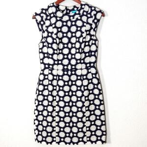 Tori Richard Graphic Print Dress Black White Size 4 Resort Vacation